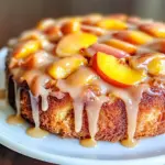 Gâteau pêche glaçage cannelle