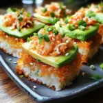 Riz croustillant crabe et avocat