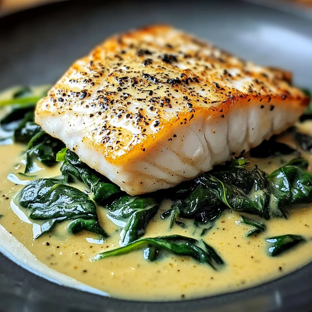 Églefin Fumé avec Épinards au Beurre et Sauce à la Moutarde