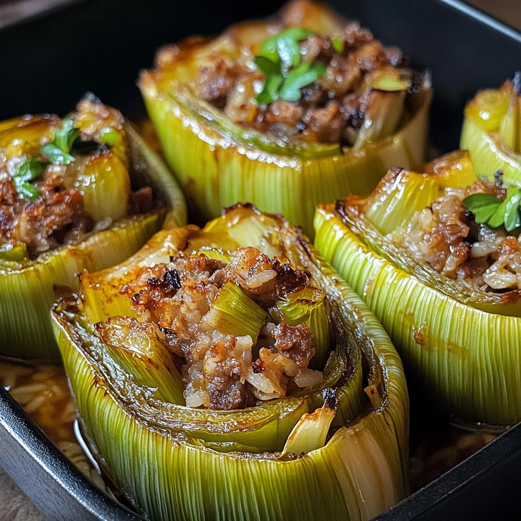 Poireaux Farcis à la Viande et au Riz