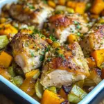Poulet poireaux et butternut au four