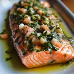 Saumon Poché au Four à l'Huile d'Olive avec Vinaigrette aux Herbes