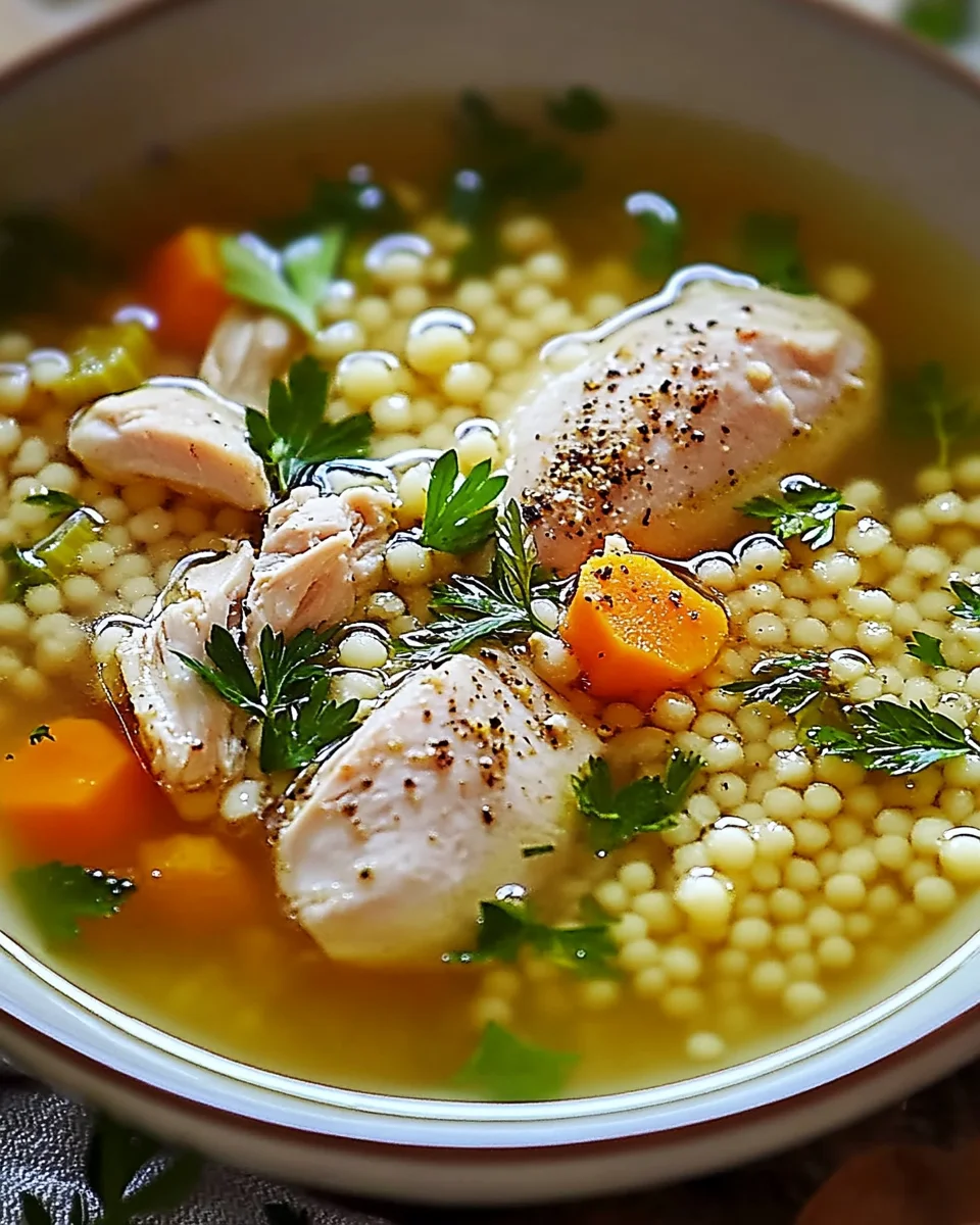 Soupe réconfortante au poulet et couscous