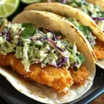 Tacos de Poisson Croustillants avec Salade de Chou au Citron Vert et Coriandre