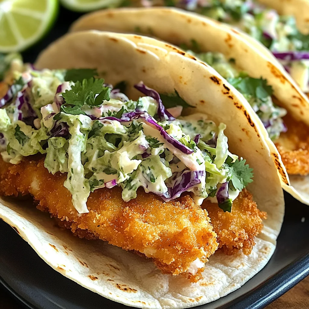 Tacos de Poisson Croustillants avec Salade de Chou au Citron Vert et Coriandre