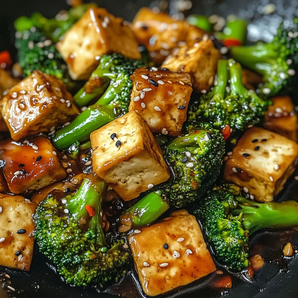 Brocoli croquant et tofu sauté à la mongole