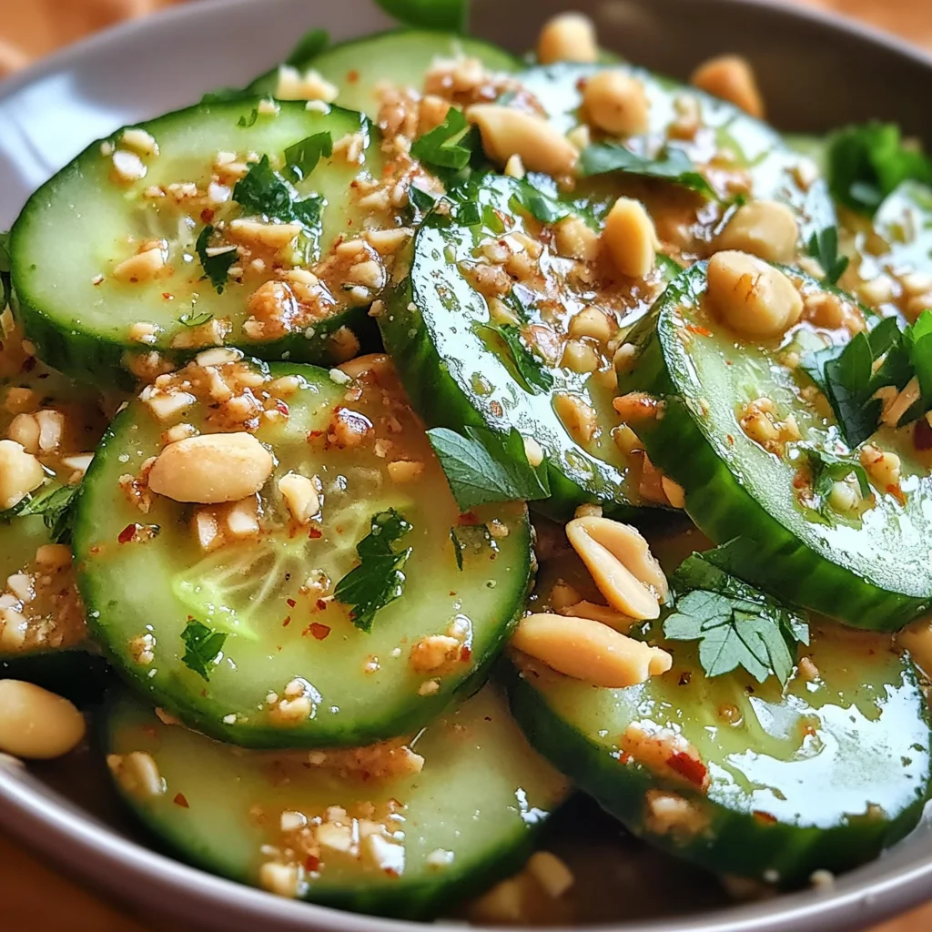 Concombres frais sauce cacahuètes