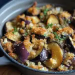 Crumble d'aubergines aux oignons caramélisés