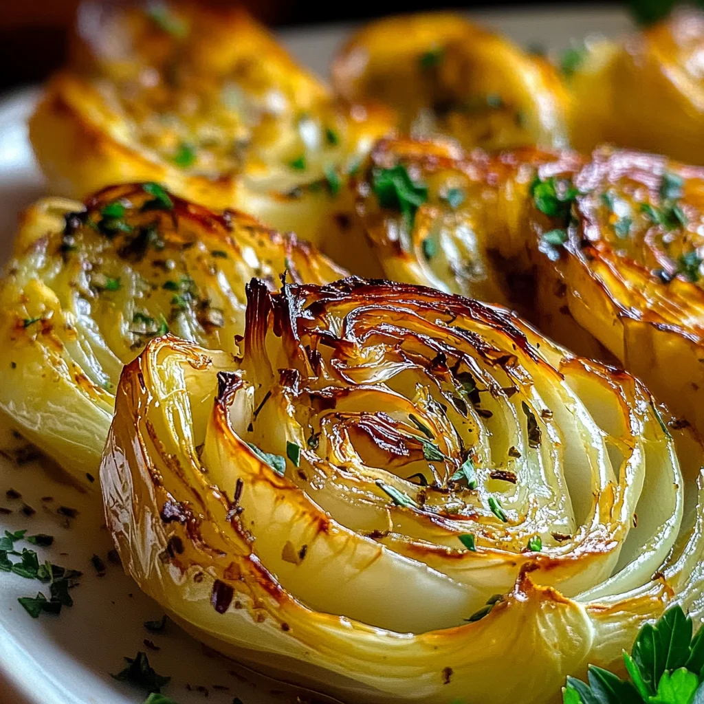 Délicieux quartiers de choux rôtis