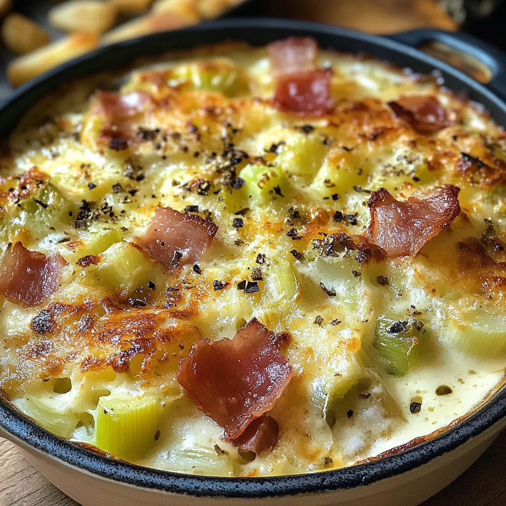 Gratin de crozets aux poireaux