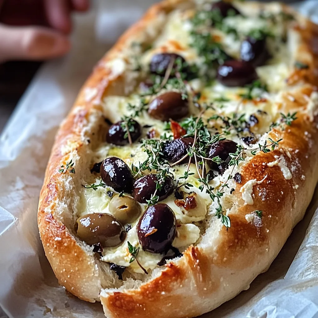 Pain méditerranéen aux olives et fromage