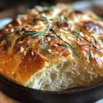 Pain rustique sans pétrissage au romarin