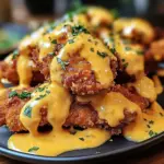 Poulet croustillant sauce cheddar